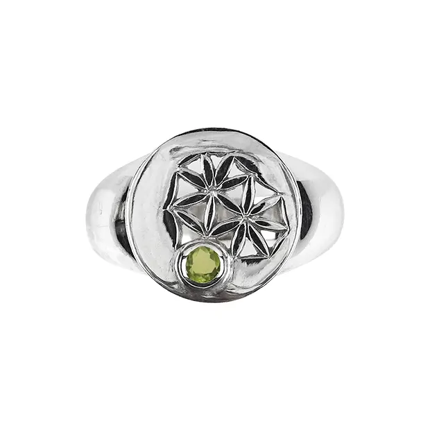 Ring Blütenmotiv Peridot, Gr. 55, rhodiniert | Edelsteine, Heilsteine & Schmuck