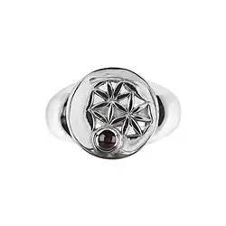 243018170034 Ring Blütenmotiv Granat, Gr. 57, rhodiniert  | Edelsteine, Heilsteine & Schmuck