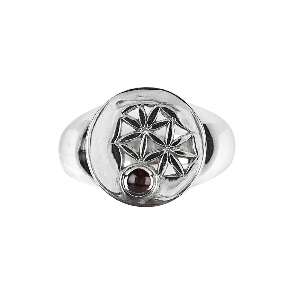 Ring flower motif garnet, size 59, rhodiniert  | gems, healing stones & jewelry