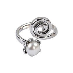 243018170044 Ring spiral with pearl (7mm), size 61 | wholesale gems, healing stones & jewelry