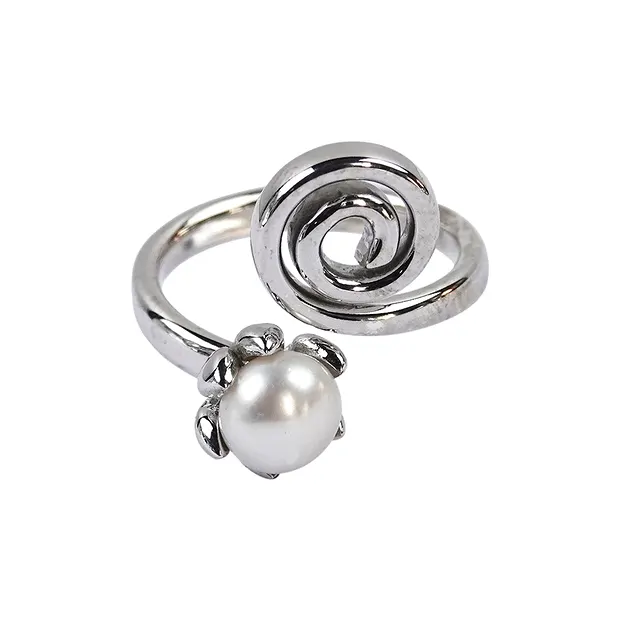Ring Spirale mit Perle (7mm), Größe 61 | Edelsteine, Heilsteine & Schmuck-Handel