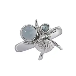 243018170050 Bague "Sea Life" Aigue-marine, Topaze, taille 61, rhodiée | Marco Schreier
