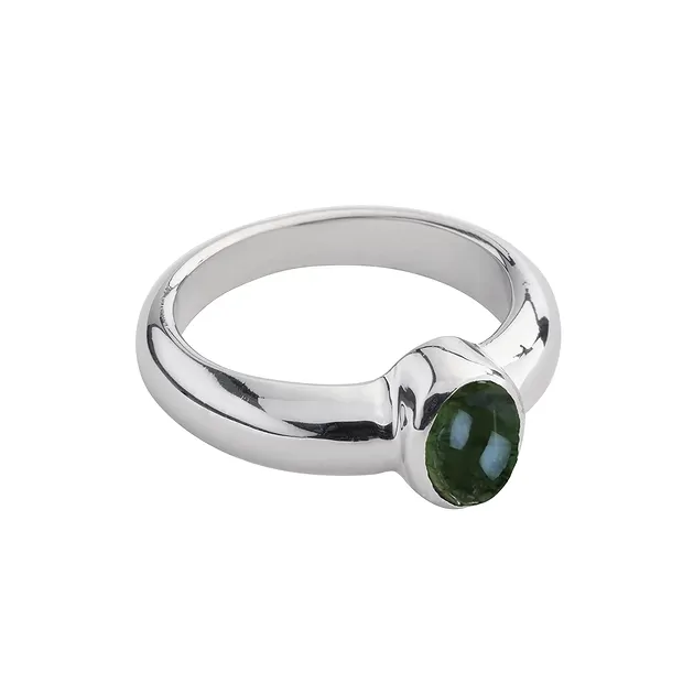 Ring Turmalin (grün), Größe 61, rhodiniert | GH Edelsteine, Heilsteine & Schmuck