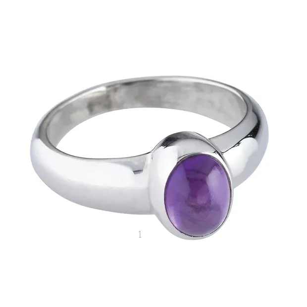 Amethyst ring (7 x 5mm), size 59, rhodiniert | wholesaler gems & healing stones