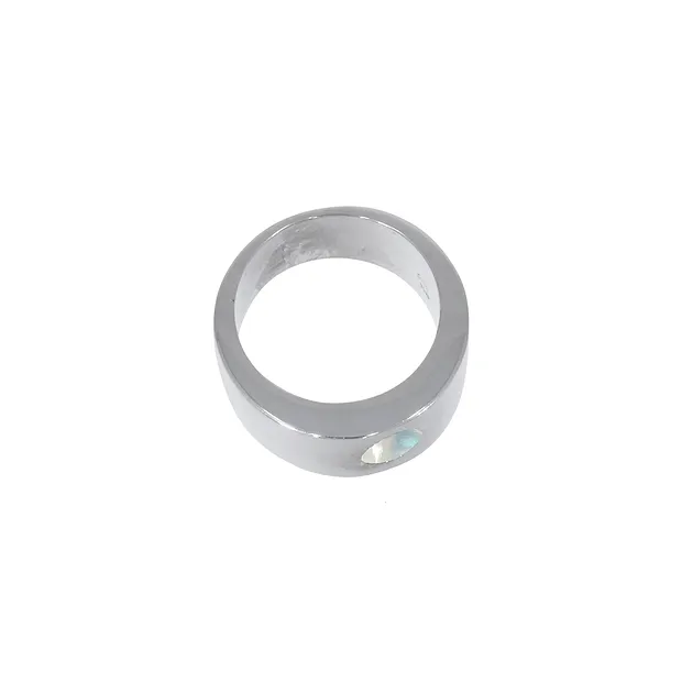 Bandring mit Labradorit weiß (6mm), Gr. 61, rhodiniert | Marco Schreier