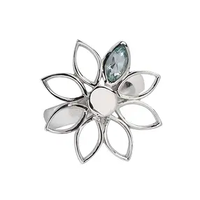 Flower" ring Topaz (blue), size 53, rhodiniert | gems, healing stones & jewelry