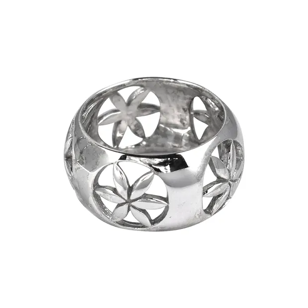 Ring "Blume", Gr.59, rhodiniert | Großhändler Edelsteine, Heilsteine & Schmuck