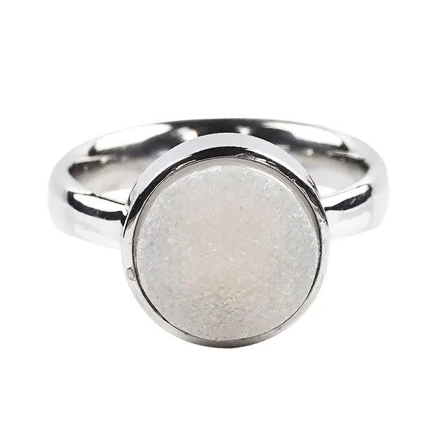 Agate (Druzy) ring, round (12mm), size 59, rhodiniert | Marco Schreier