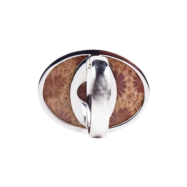 Anello ovale in corallo pietrificato (29 x 21 mm), misura 63 | Marco Schreier