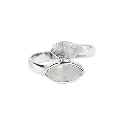 243018210059 Ring Labradorit (weiß) Navette (10 x 5mm) facettiert, Größe 66, rhodiniert | Marco Schreier