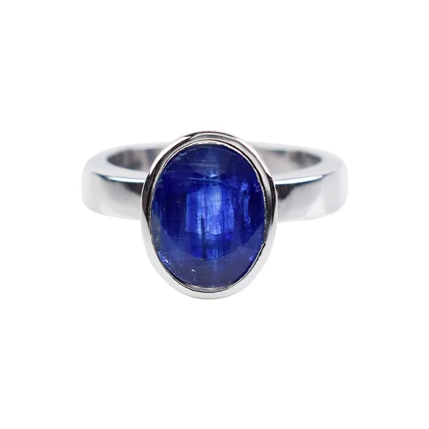 Ring Disthen oval facettiert (11mm), Größe 57, rhodiniert | Marco Schreier
