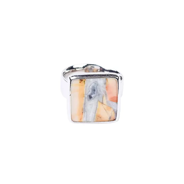 Maligano jasper square ring, size 54, rhodiniert | Marco Schreier