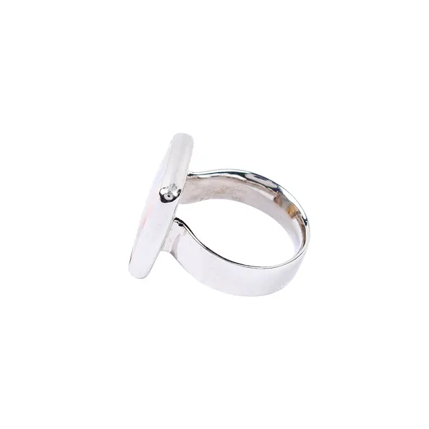 Anello quadrato in diaspro maligano, misura 57, rodiato | Marco Schreier