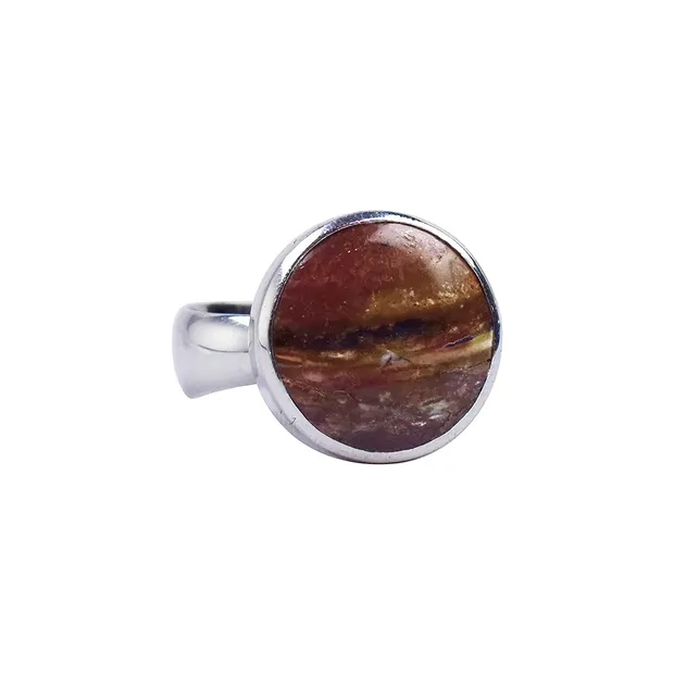 Ring opalisiertes Holz mit Kupfer (rund), Größe 63, rhodiniert | Marco Schreier