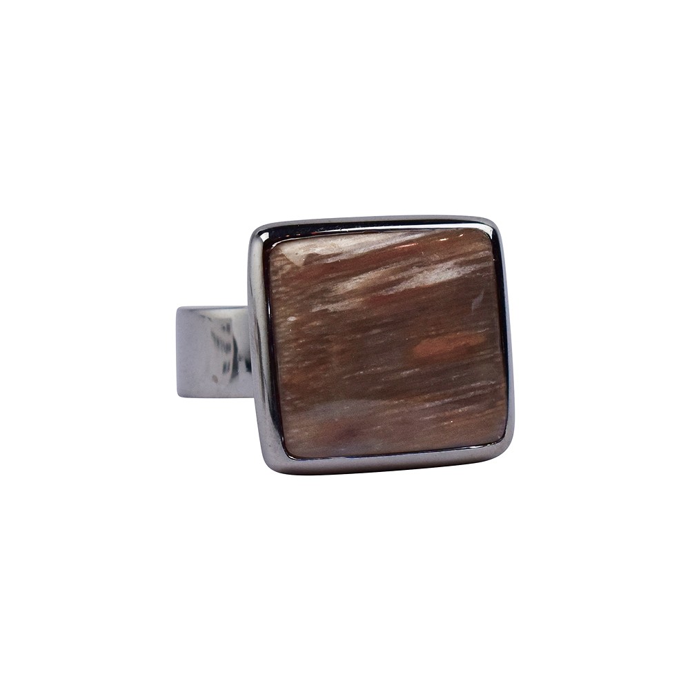 Anillo de madera petrificada (cuadrado), talla 54, rodinado | Marco Schreier