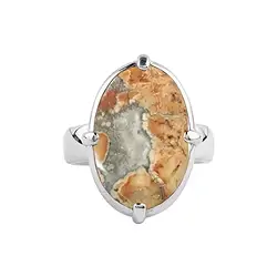 243018210282 Anello in diaspro di Maligano, ovale (19 x 14 mm), misura 60, rodiato | Marco Schreier