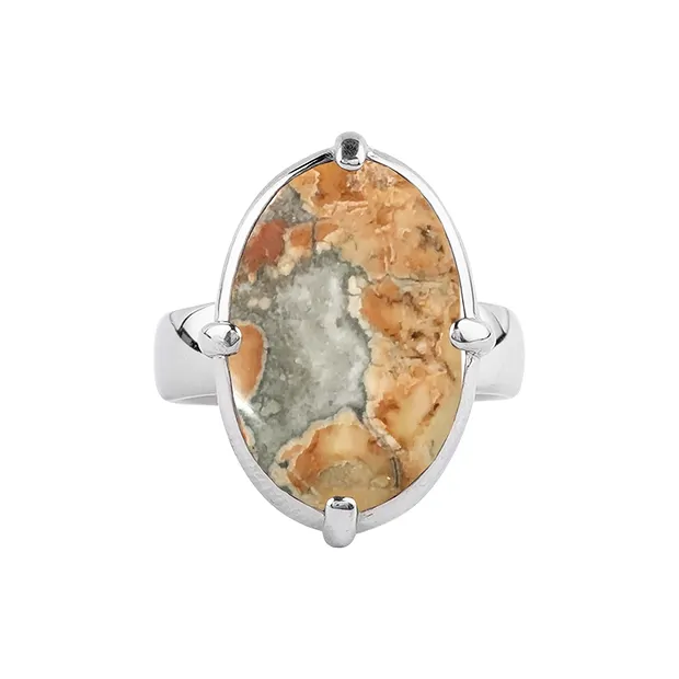 Ring Maligano-Jaspis, Oval (19 x 14mm), Größe 60, rhodiniert | Marco Schreier