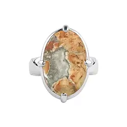 243018210283 Anello in diaspro di Maligano, ovale (19 x 14 mm), misura 63, rodiato | Marco Schreier