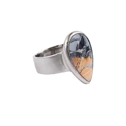 243018210286 Ring Maligano-Jaspis Tropfen, Größe 54, rhodiniert | Marco Schreier