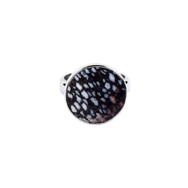 Bague Palmier pétrifié ronde, taille 60, rhodiée  | Marco Schreier