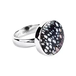 243018210308 Petrified Palm Wood ring, round, size 66, rhodiniert  | Marco Schreier