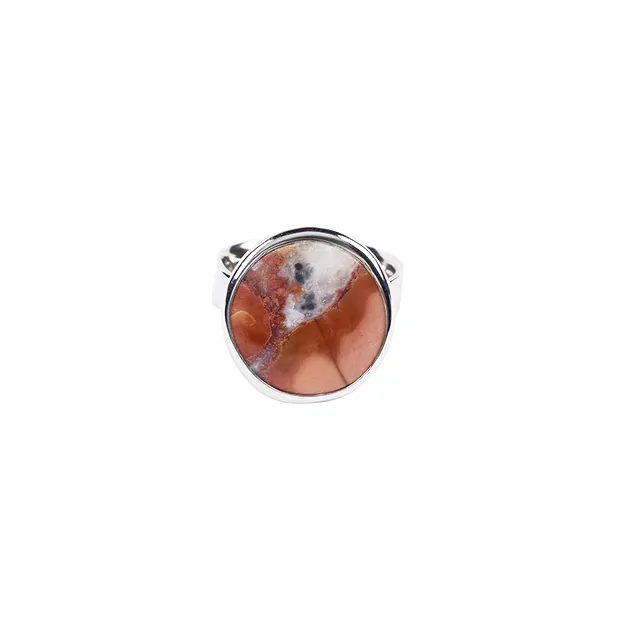 Maligano jasper ring, round, size 60, rhodiniert | Marco Schreier