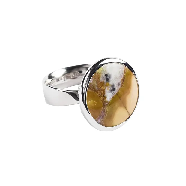 Maligano jasper ring, round, size 60, rhodiniert | Marco Schreier