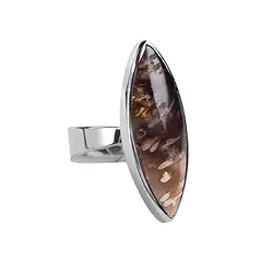 243018210317 Bague Palmier pétrifié Marquise, taille 57, rhodiée | Marco Schreier