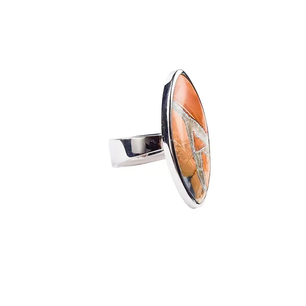 Ring Maligano-Jaspis Marquise, Größe 54, rhodiniert | Marco Schreier