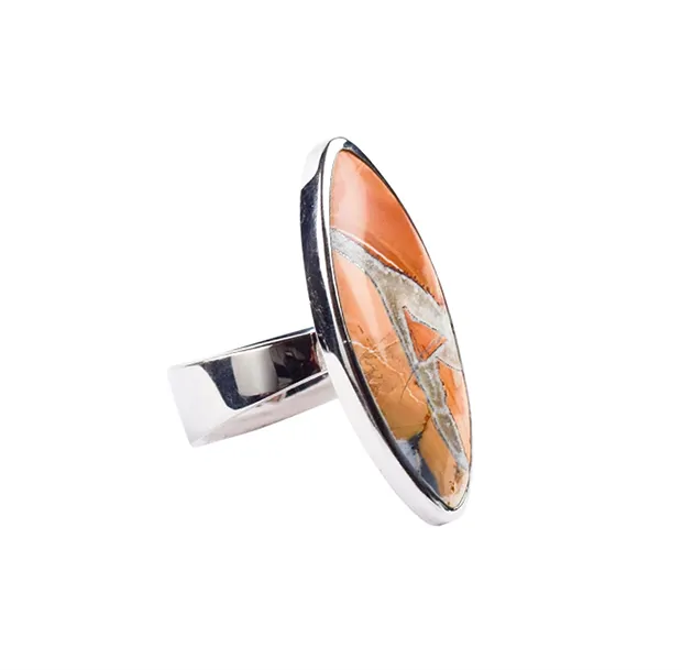 Ring Maligano-Jaspis Marquise, Größe 60, rhodiniert | Marco Schreier