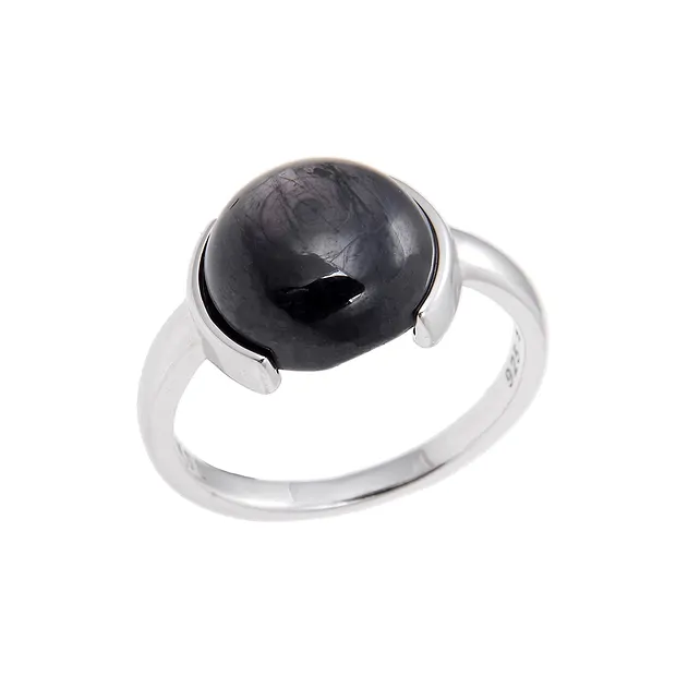 Ring Hypersthen rund, Größe 54, rhodiniert | GH Edelsteine, Heilsteine & Schmuck