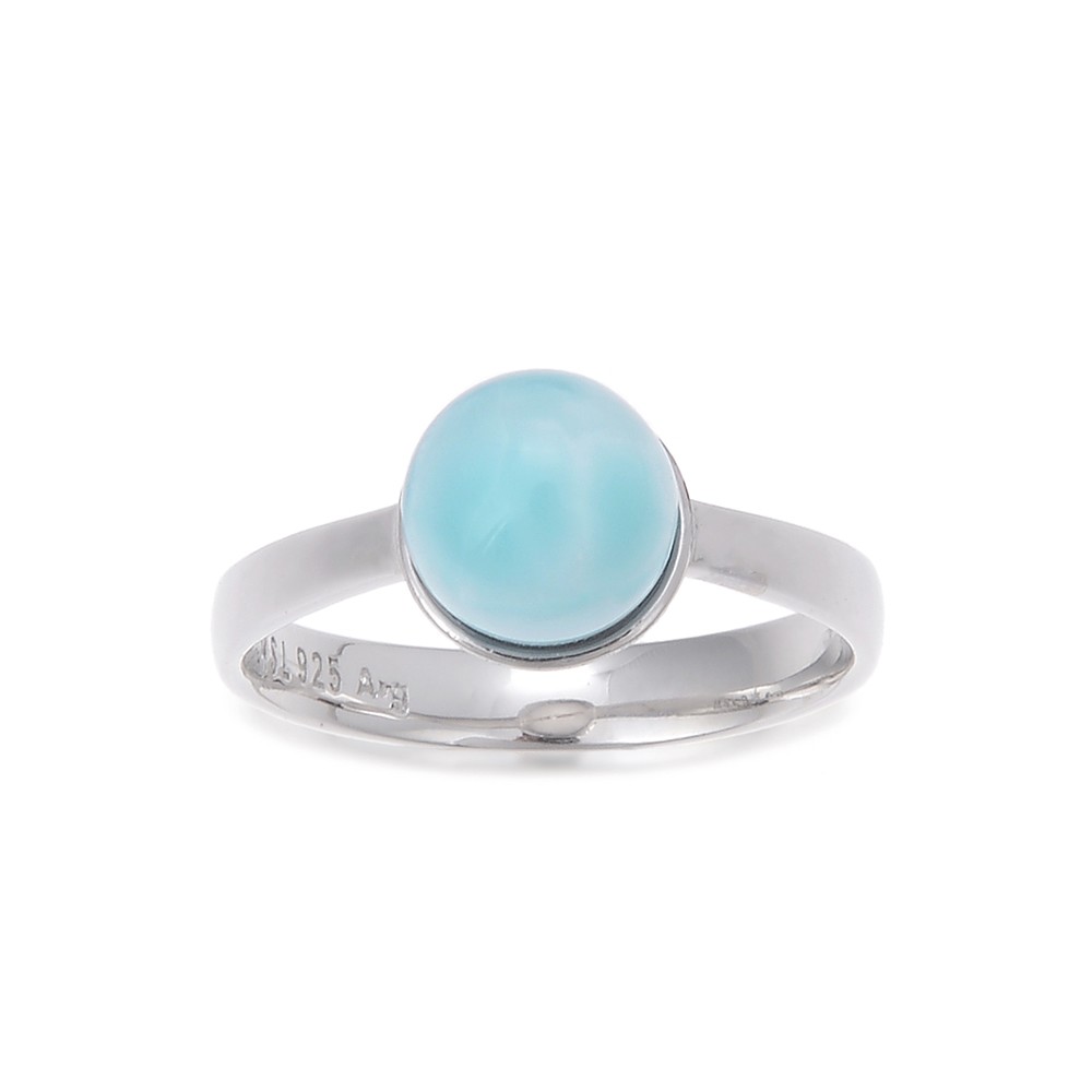 Bague Larimar boule (8mm), taille 63 (20), rhodié | Marco Schreier