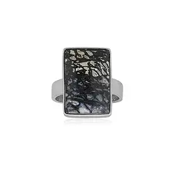243018240002 Ring Zebra-Palmholz Rechteck (18 x 12mm), Größe 57 (18), rhodiniert | Marco Schreier