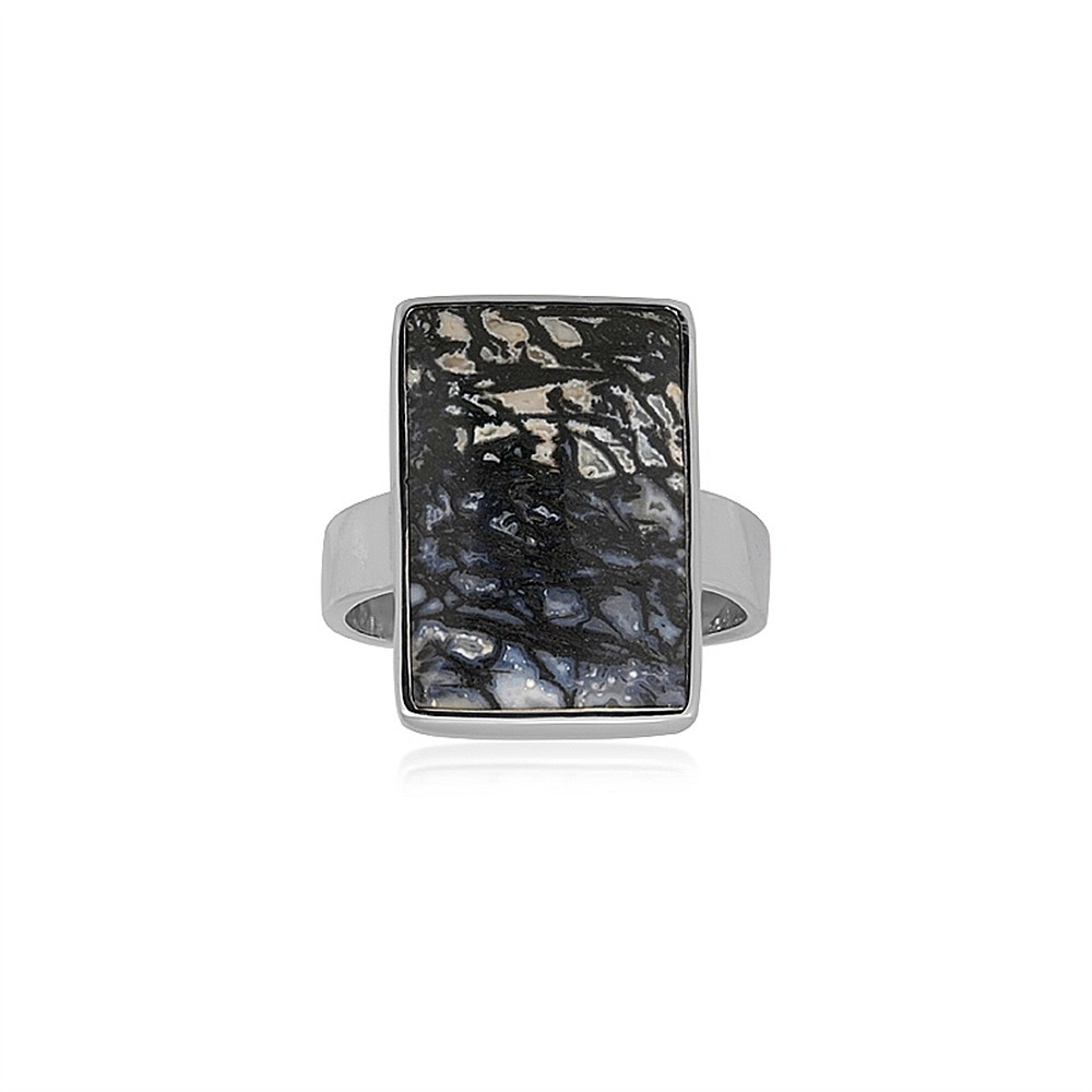 Anillo cebra palma madera rectángulo (18 x 12mm), talla 57 (18), rodinado | Marco Schreier