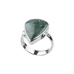 243018240015 Ring Chalcedon (grün), Tropfen (20 x 14mm), rhodiniert, Größe 57 (18) | Marco Schreier