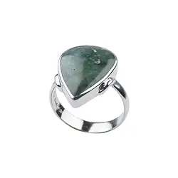 243018240017 Chalcedony (green) ring, drop (20 x 14mm), rhodiniert, size 63 (20) | Marco Schreier