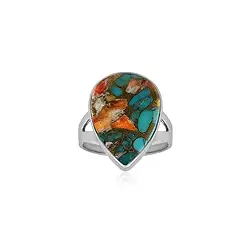 243018240151 Anello pietra Mohave (rec.), goccia (22 x 15 mm), misura 63 (20), rodiato | Marco Schreier