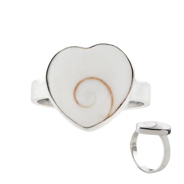 Anello Nautilus snail (16 x 14 mm), cuore, misura 63 (20), rodiato | Marco Schreier