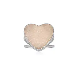 243018240178 Agate (druzy agate) ring, heart (17 x 18mm), size 60 (19), rhodiniert | Marco Schreier