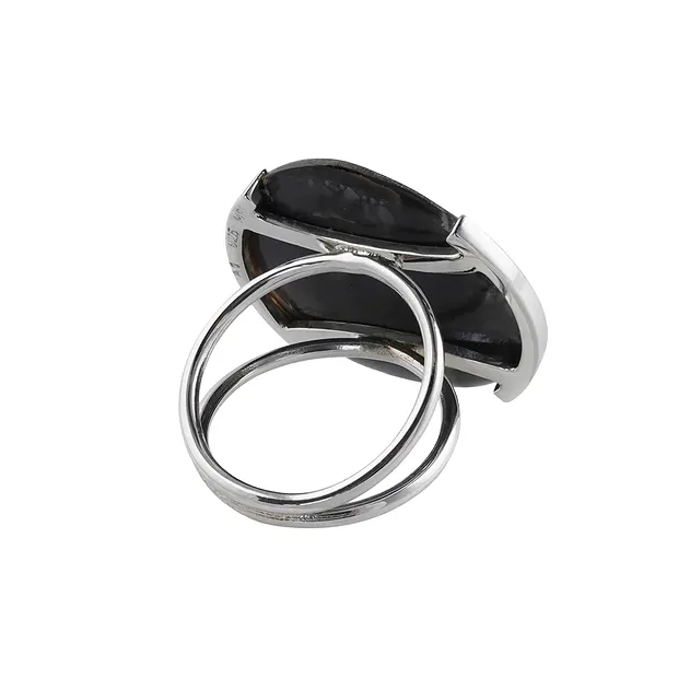 Ring Perlmutt, Yin Yang rund (25mm), Größe 54 (17) rhodiniert | Marco Schreier