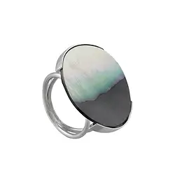 243018250018 Mother of Pearl ring, Yin Yang round (25mm), size 57 (18) rhodiniert | Marco Schreier