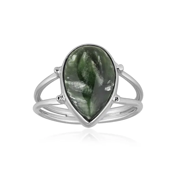 Ring Serafinit Tropfen (15 x 10mm), Größe 54 (17), rhodiniert | Marco Schreier