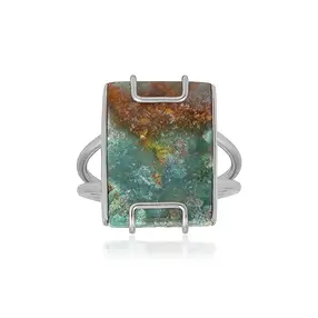 Ring Garut-Stein, Rechteck (20 x 15mm), rhodiniert, Größe 57 (18)  | Marco Schreier