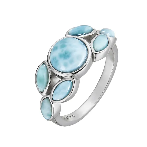 Anello Larimar, marquise, rotondo, rodiato, misura 63 (20) | Marco Schreier