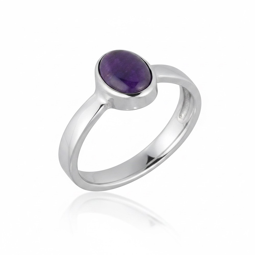 Ring Sugilith, Oval (8 x 6mm), Größe 51 (16), rhodiniert  | Marco Schreier