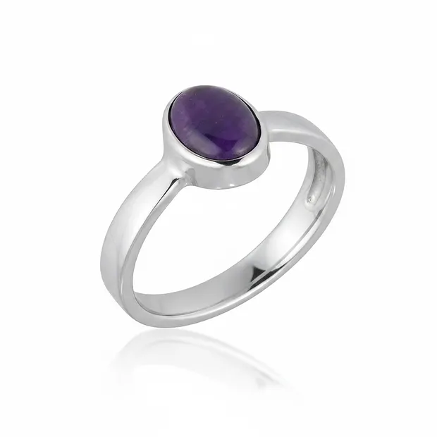Anello di Sugilite, ovale (8 x 6 mm), misura 51 (16), rodiato | Marco Schreier