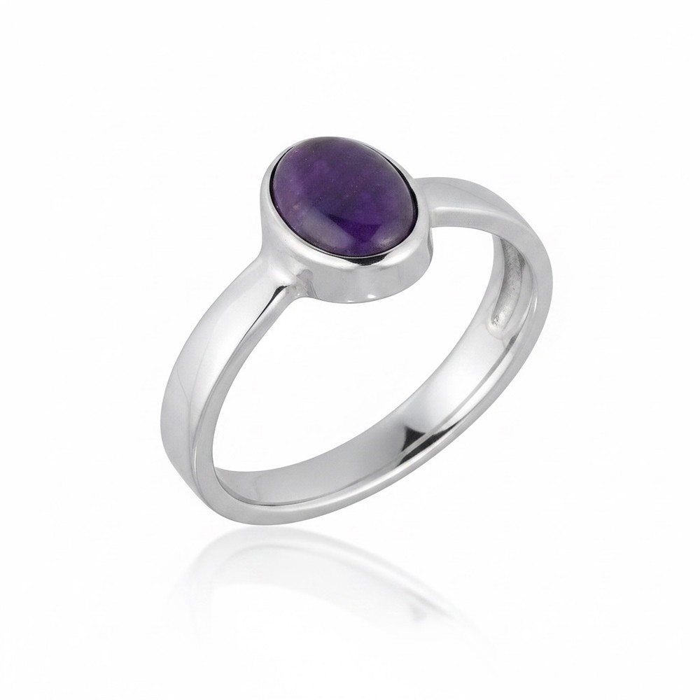 Ring Sugilith, Oval (8 x 6mm), Größe 54 (17), rhodiniert  | Marco Schreier