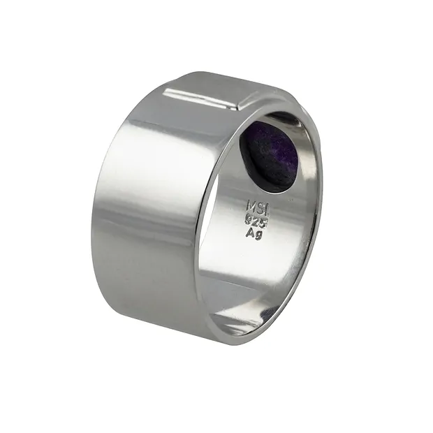 Bague Sugilite, ovale (10 x 8mm), taille 69 (22), rhodiée | Marco Schreier