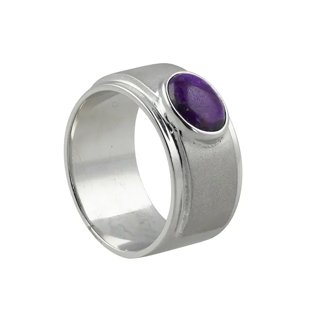 Bague Sugilite, ovale (10 x 8mm), taille 69 (22), rhodiée | Marco Schreier