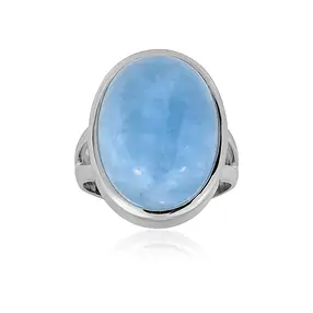 Anello ovale Acquamarina (20 x15 mm), misura 60 (19), rodiato | Marco Schreier